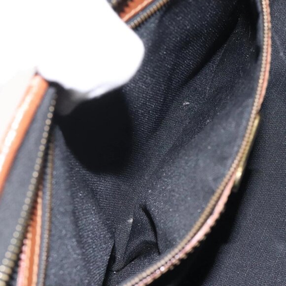 FENDI Pecan Canvas Hand Bag Brown Black gold Auth yk18138 - Picture 3 of 15